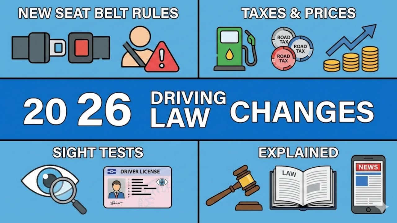 2026 Driving Law Changes: New Seat Belt Rules, Taxes, Prices & Sight Tests Explained