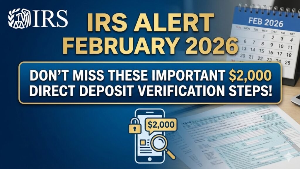 IRS Alert February 2026: Don’t Miss These Important $2,000 Direct Deposit Verification Steps!