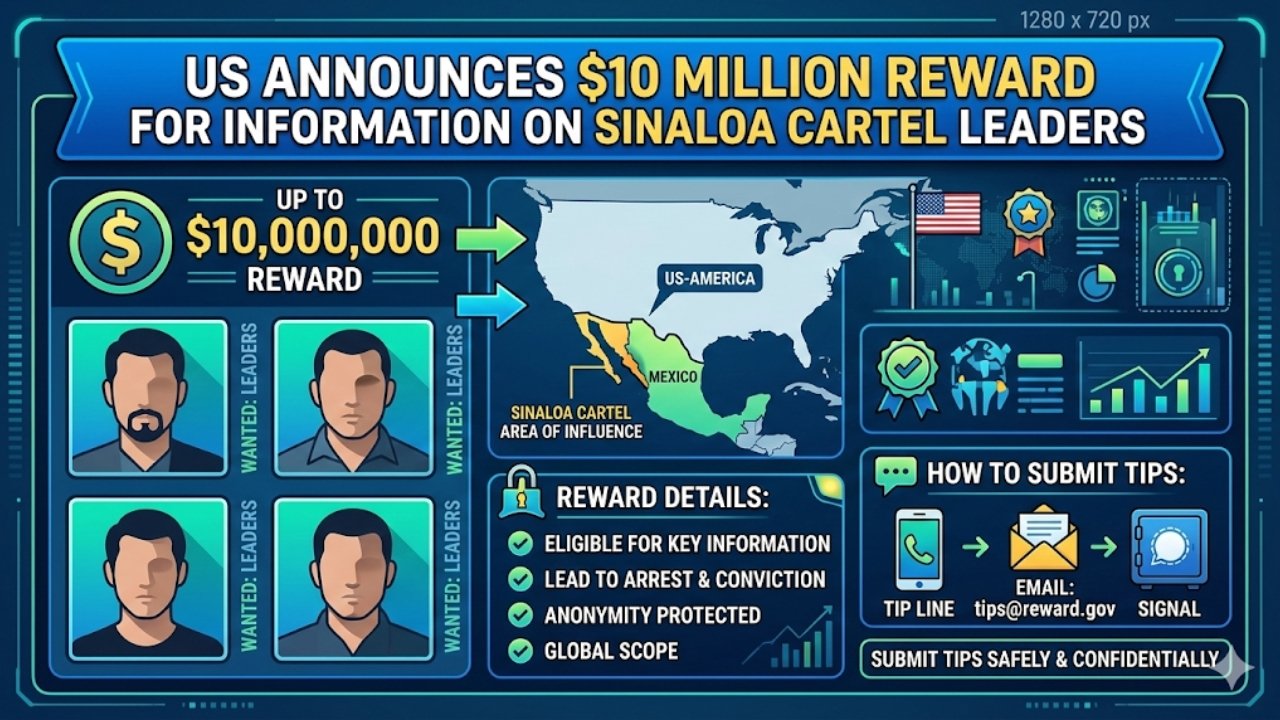 US Announces $10 Million Reward for Information on Sinaloa Cartel Leaders