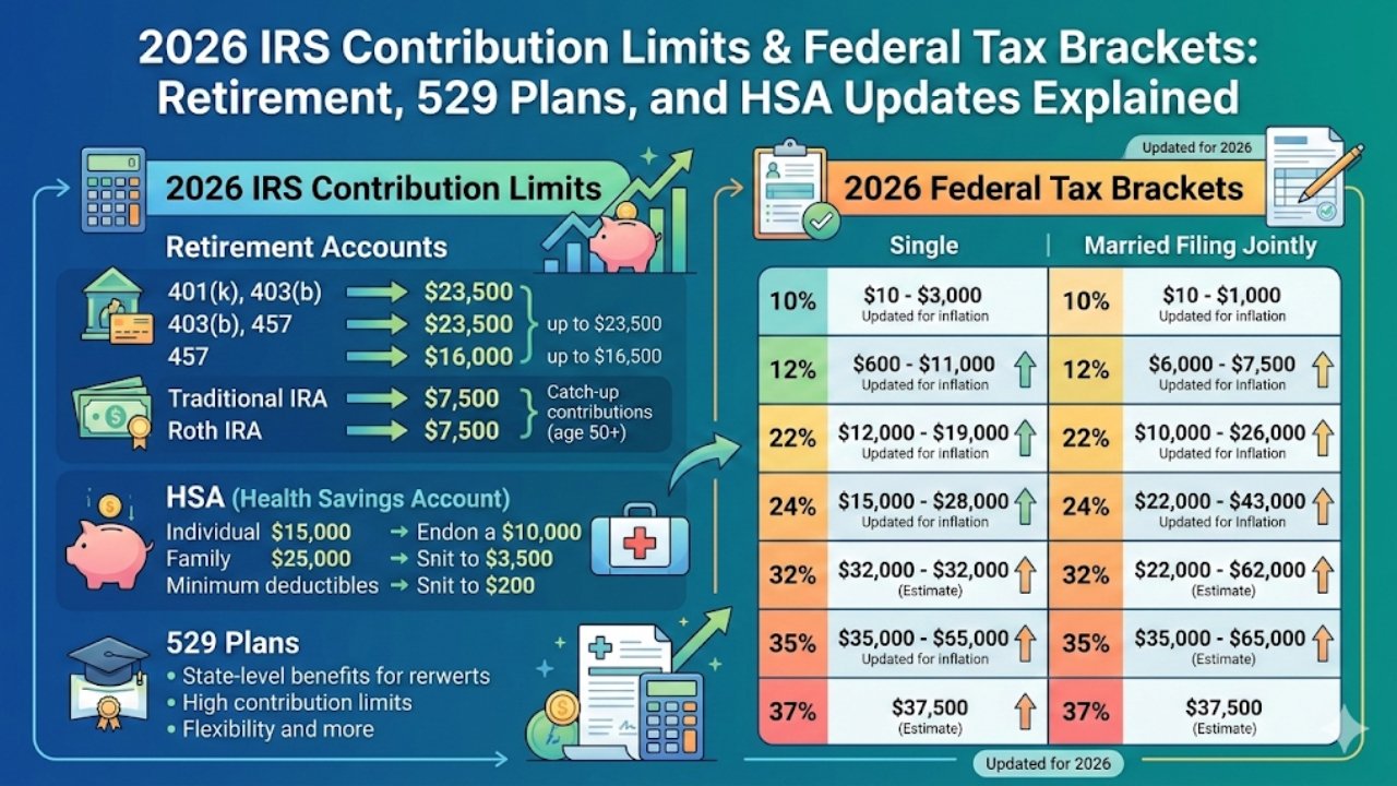 2026 IRS Contribution Limits & Federal Tax Brackets: Retirement, 529 Plans, and HSA Updates Explained